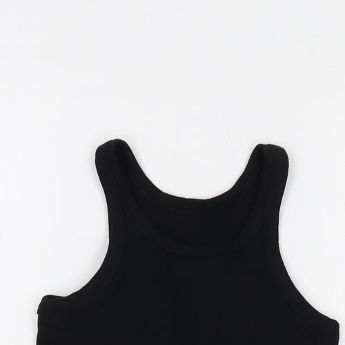 Marks and Spencer Womens Black Cotton Basic Tank Size 14 Round Neck