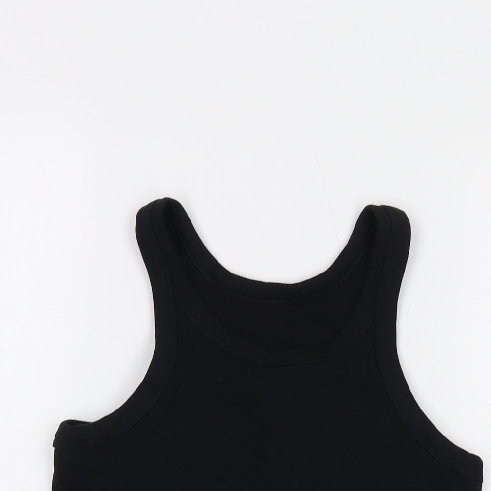 Marks and Spencer Womens Black Cotton Basic Tank Size 14 Round Neck