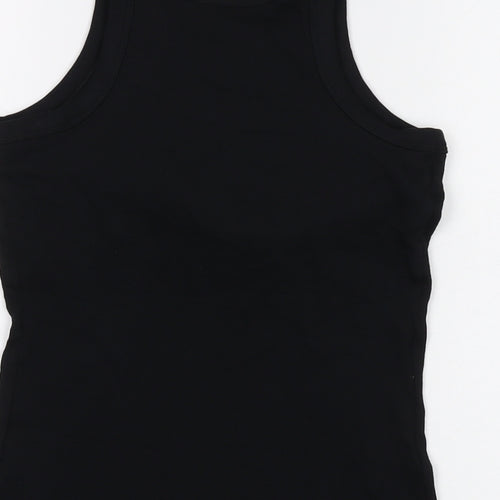 Marks and Spencer Womens Black Cotton Basic Tank Size 14 Round Neck