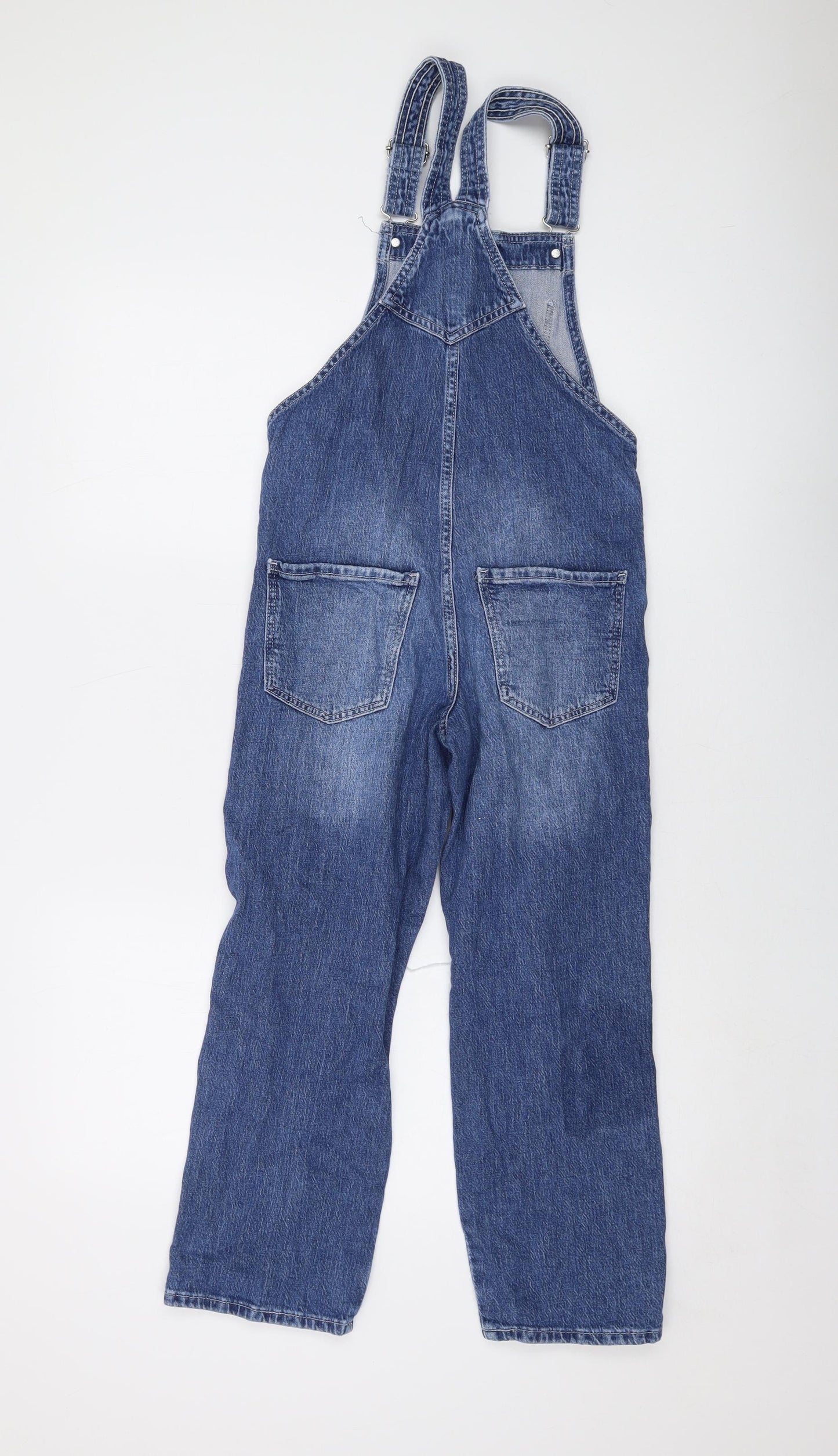 H&M Girls Blue Cotton Dungaree One-Piece Size 8-9 Years Buckle