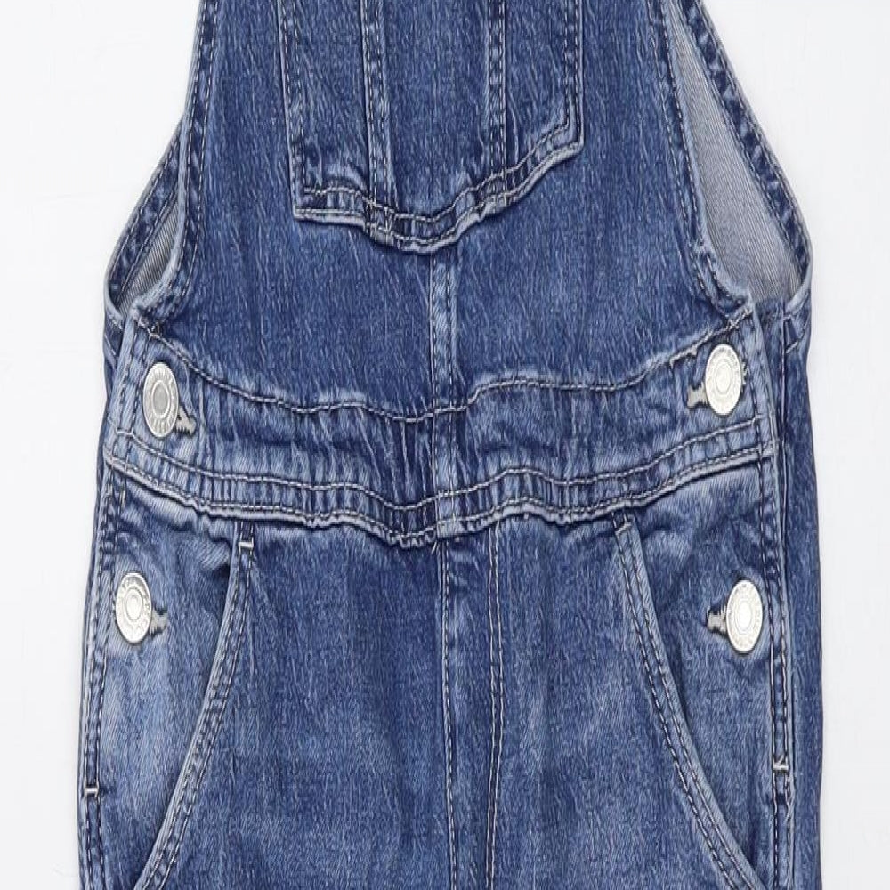 H&M Girls Blue Cotton Dungaree One-Piece Size 8-9 Years Buckle