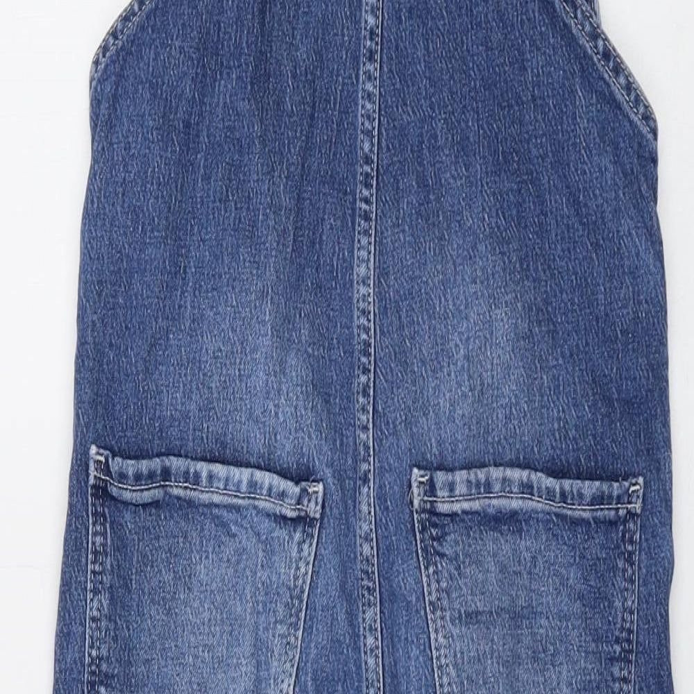 H&M Girls Blue Cotton Dungaree One-Piece Size 8-9 Years Buckle