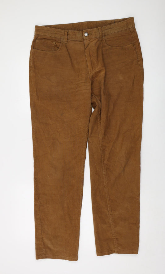 Brooks Brothers Mens Brown Cotton Trousers Size 36 in L32 in Regular Button