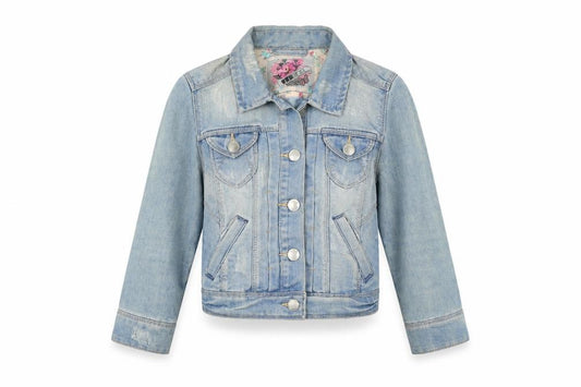 Front view of New Look women’s blue jacket, size UK 8, button