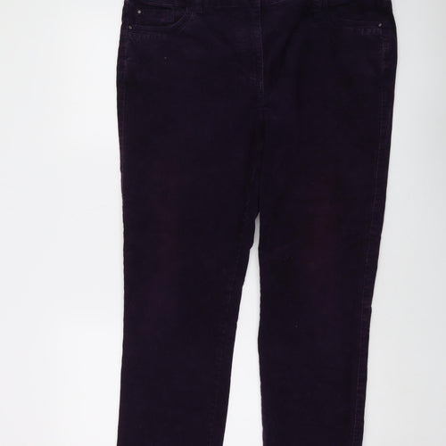 M&Co Womens Purple Cotton Trousers Size 18 L27 in Regular Button