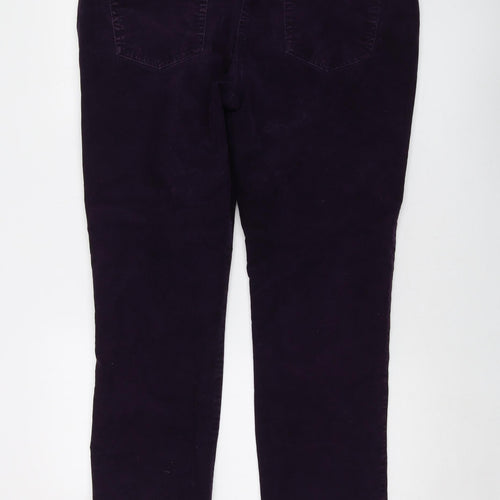 M&Co Womens Purple Cotton Trousers Size 18 L27 in Regular Button