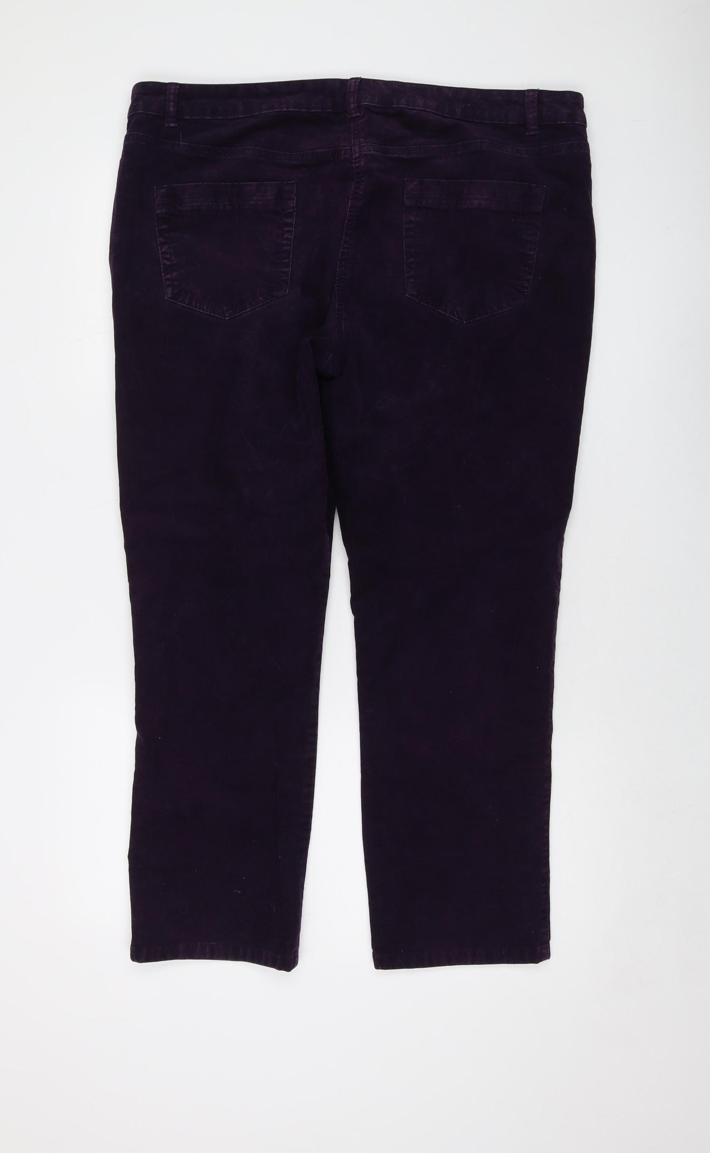 M&Co Womens Purple Cotton Trousers Size 18 L27 in Regular Button