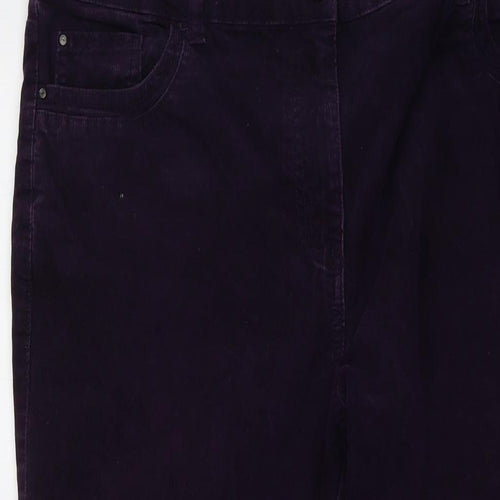 M&Co Womens Purple Cotton Trousers Size 18 L27 in Regular Button