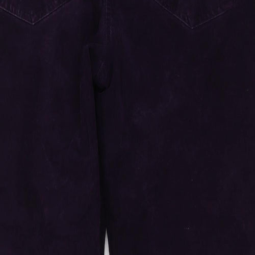 M&Co Womens Purple Cotton Trousers Size 18 L27 in Regular Button