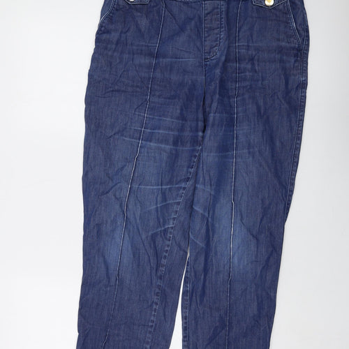 Marks and Spencer Womens Blue Cotton Straight Jeans Size 14 L26 in Regular