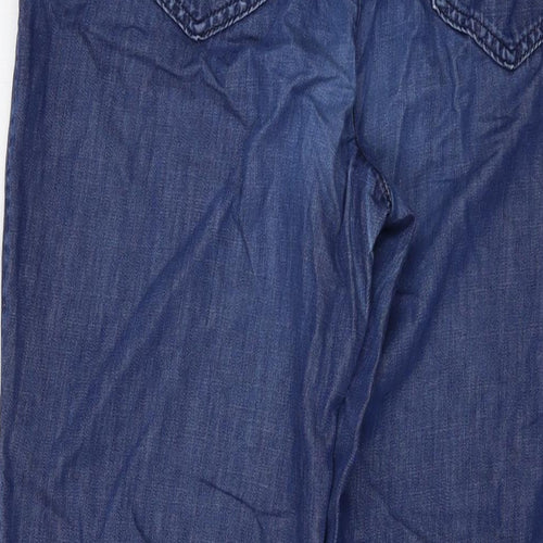 Marks and Spencer Womens Blue Cotton Straight Jeans Size 14 L26 in Regular