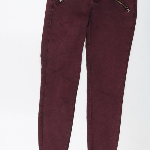 Zara Womens Purple Cotton Skinny Jeans Size 8 L27 in Regular Button