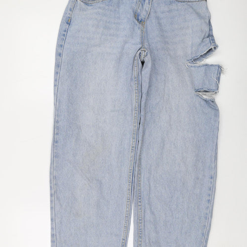 PRETTYLITTLETHING Womens Blue Cotton Mom Jeans Size 6 L27 in Regular Button