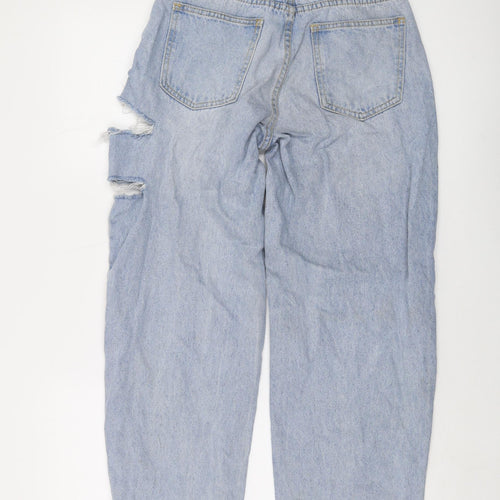 PRETTYLITTLETHING Womens Blue Cotton Mom Jeans Size 6 L27 in Regular Button