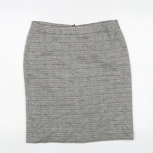 Debenhams Womens Grey Cotton A-Line Skirt Size 14 Zip