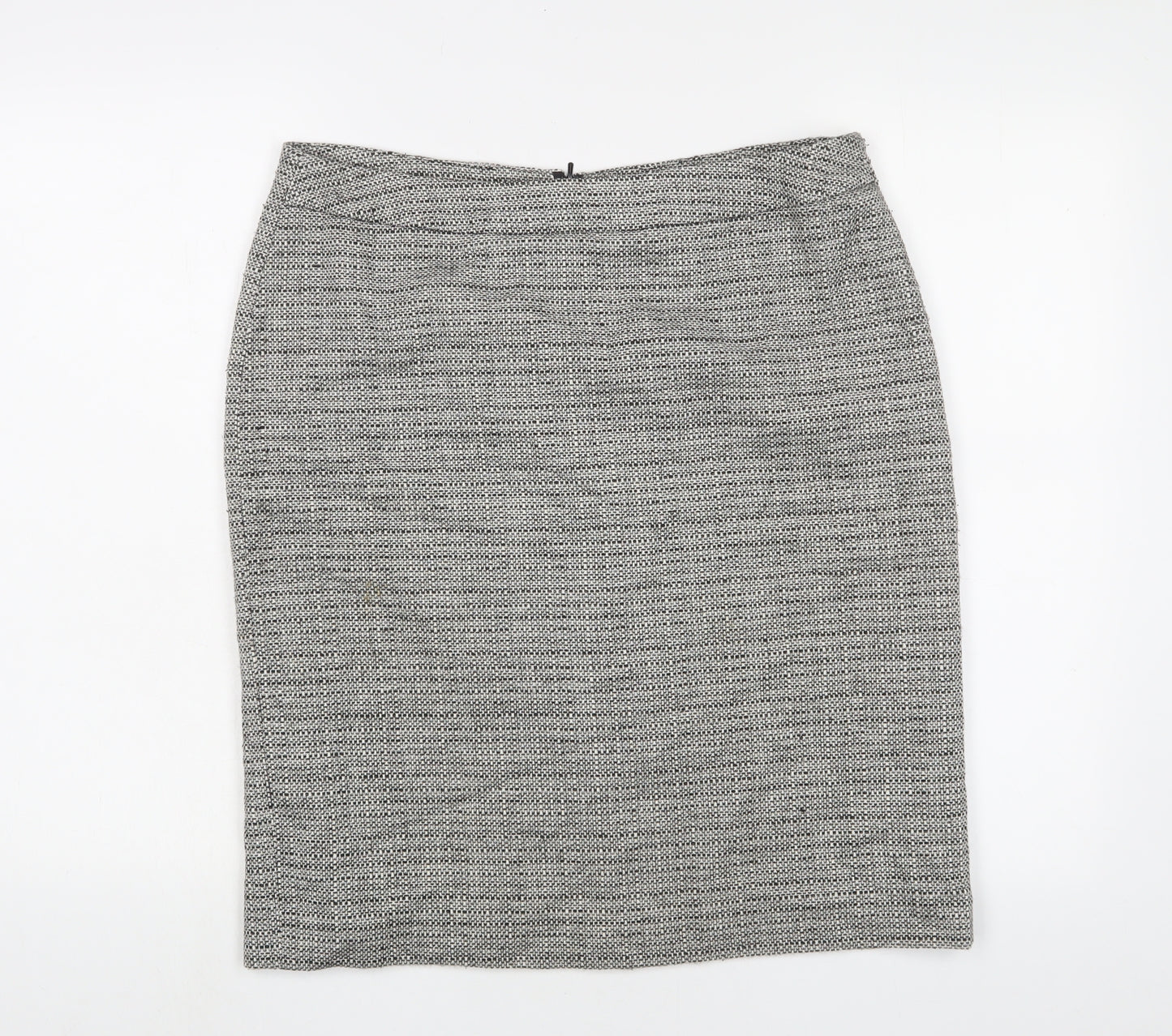 Debenhams Womens Grey Cotton A-Line Skirt Size 14 Zip