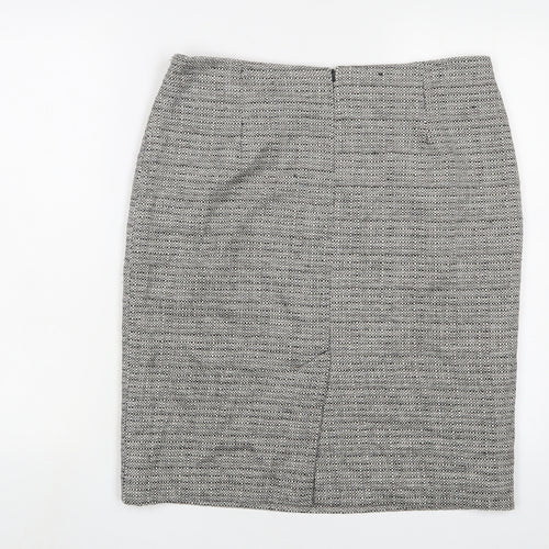 Debenhams Womens Grey Cotton A-Line Skirt Size 14 Zip