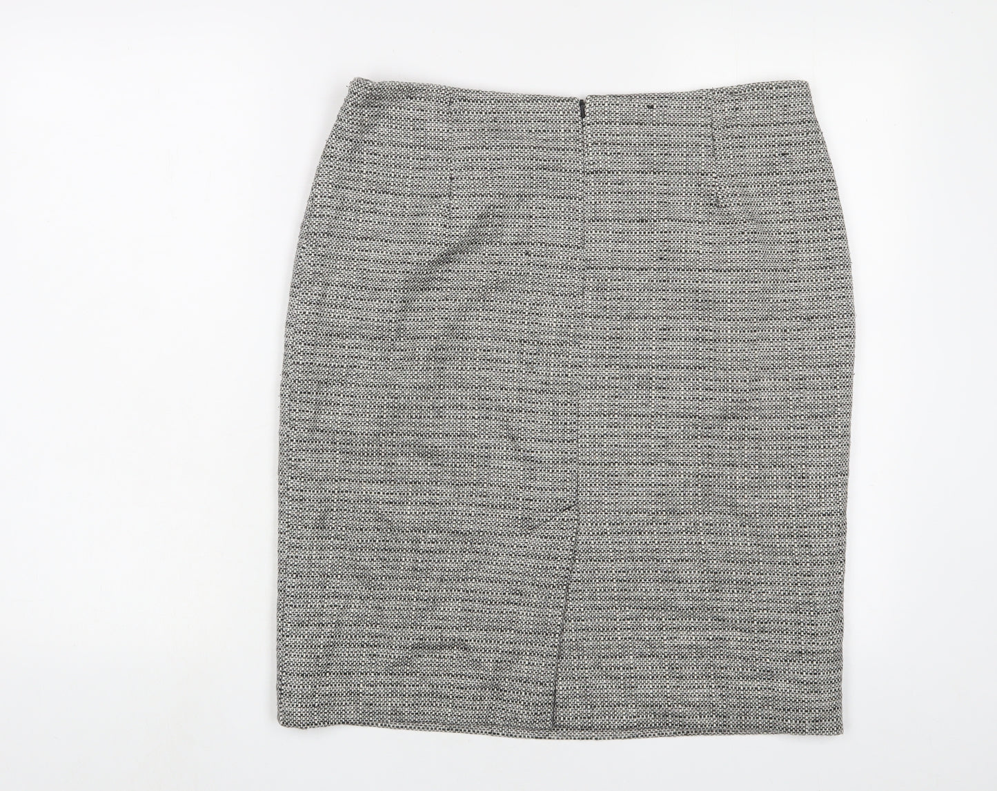 Debenhams Womens Grey Cotton A-Line Skirt Size 14 Zip