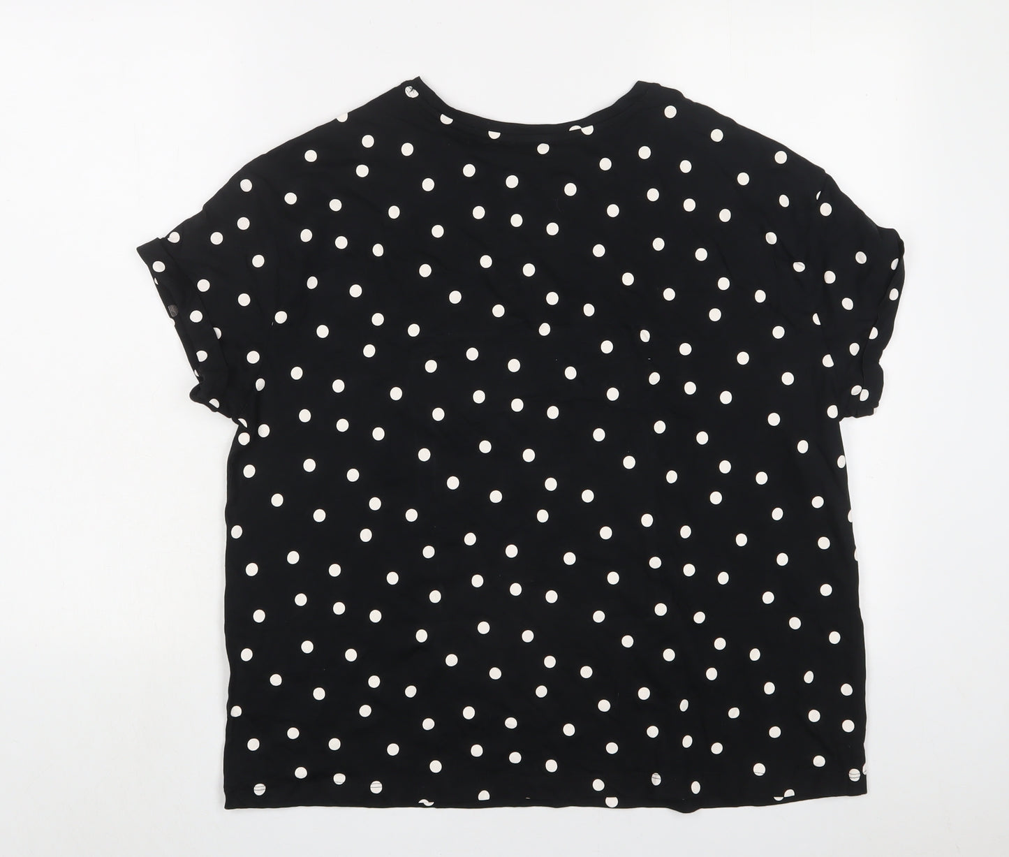 Marks and Spencer Womens Black Polka Dot Cotton Top Pyjama Top Size L