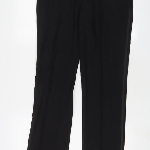 NEXT Mens Black Polyester Trousers Size 32 in L31 in Regular Hook & Eye