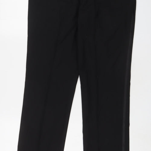 NEXT Mens Black Polyester Trousers Size 32 in L31 in Regular Hook & Eye