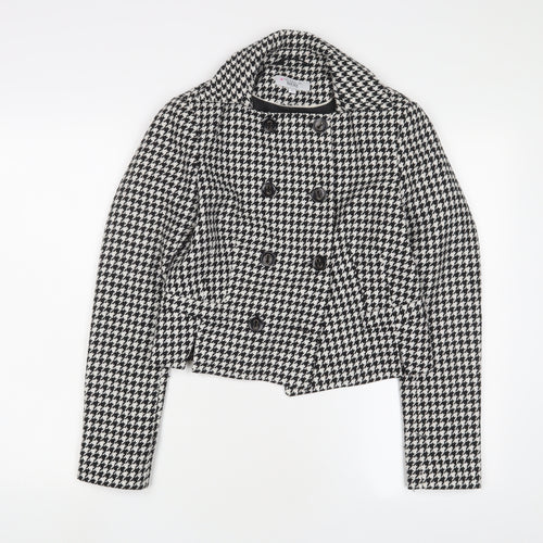 NEXT Womens White Herringbone Jacket Blazer Size 6 Button
