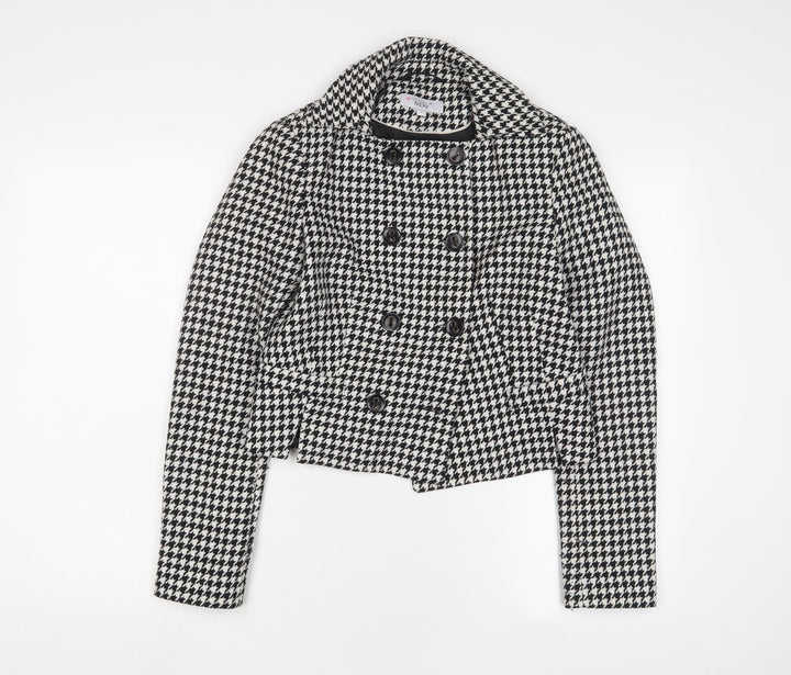 NEXT Womens White Herringbone Jacket Blazer Size 6 Button