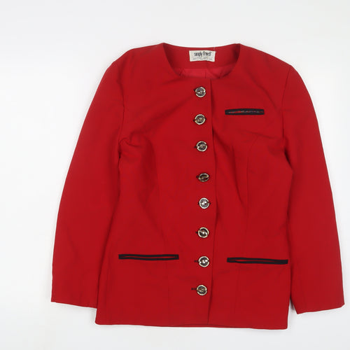 Simply French Womens Red Jacket Blazer Size 12 Button