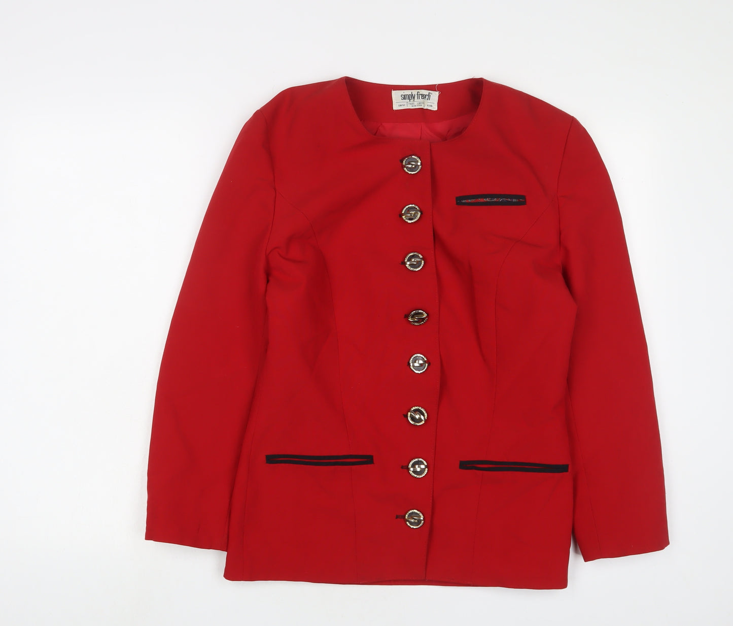 Simply French Womens Red Jacket Blazer Size 12 Button