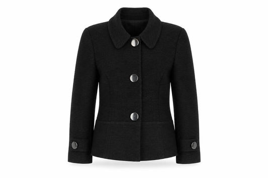 Front view of Marks & Spencer women’s grey jacket, size UK 10, button