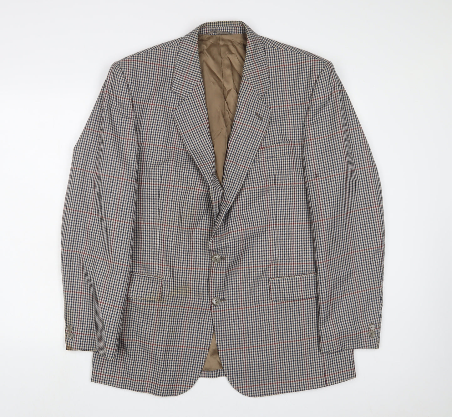 Skopes Mens Multicoloured Plaid Wool Jacket Suit Jacket Size 42 Regular