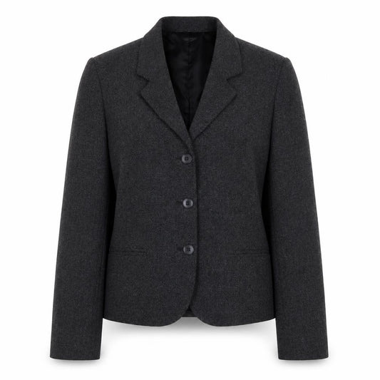 Front view of Next women’s grey jacket blazer, size UK 12, button