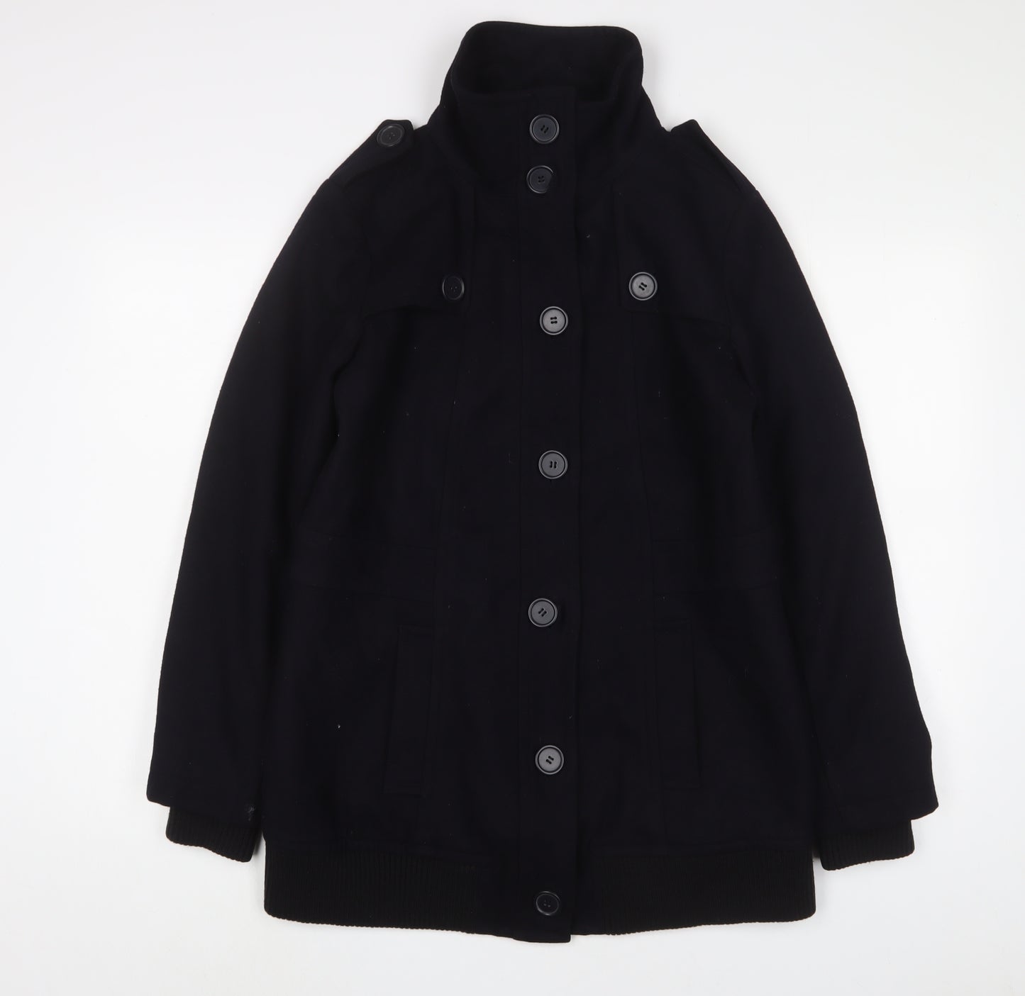 Marks and Spencer Womens Blue Military Jacket Jacket Size 14 Button