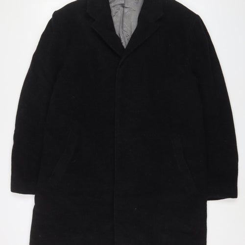 Baker Street Womens Black Overcoat Coat Size S Button