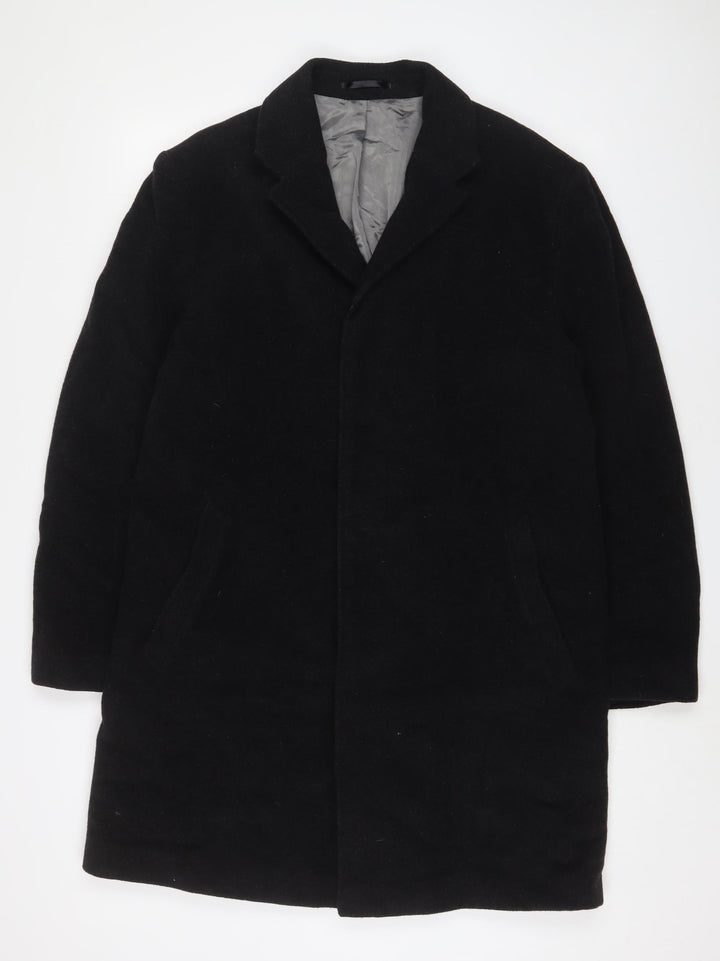 Baker Street Womens Black Overcoat Coat Size S Button