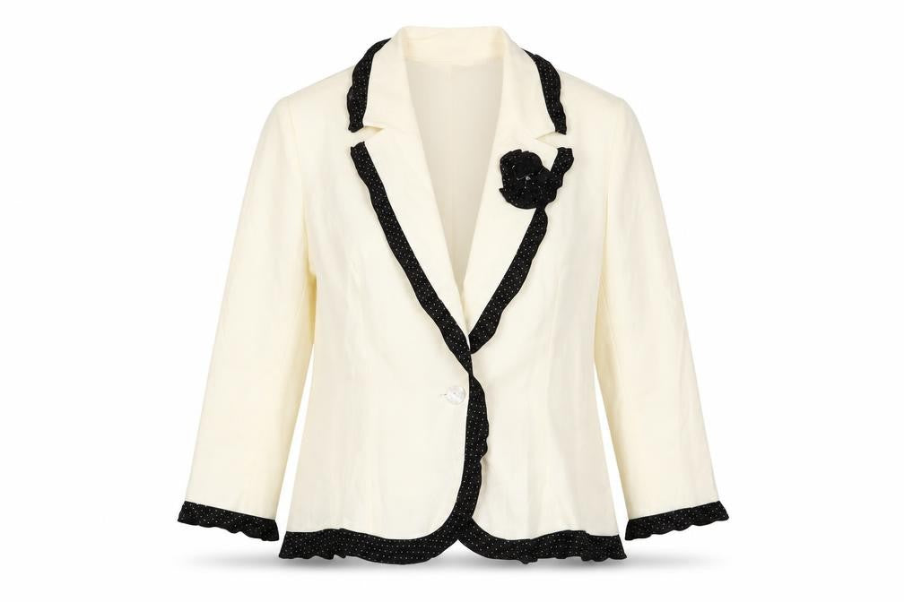 John Bentley Womens Ivory Jacket Blazer Size 12 Button