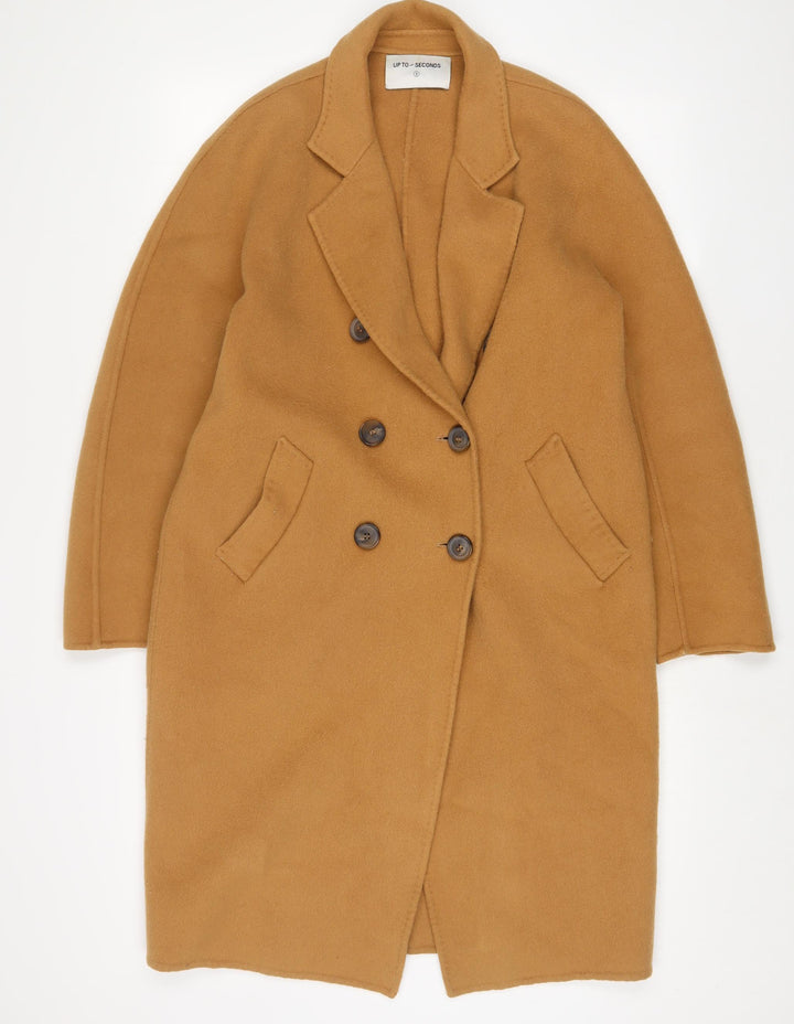 UPTO/SECONDS Womens Beige Overcoat Coat Size S Button