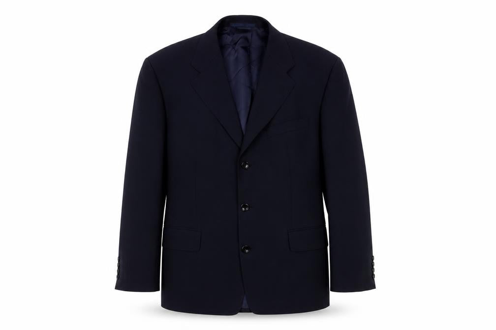 Front view of Carl Gross men’s blue wool jacket suit jacket, size 40, regular