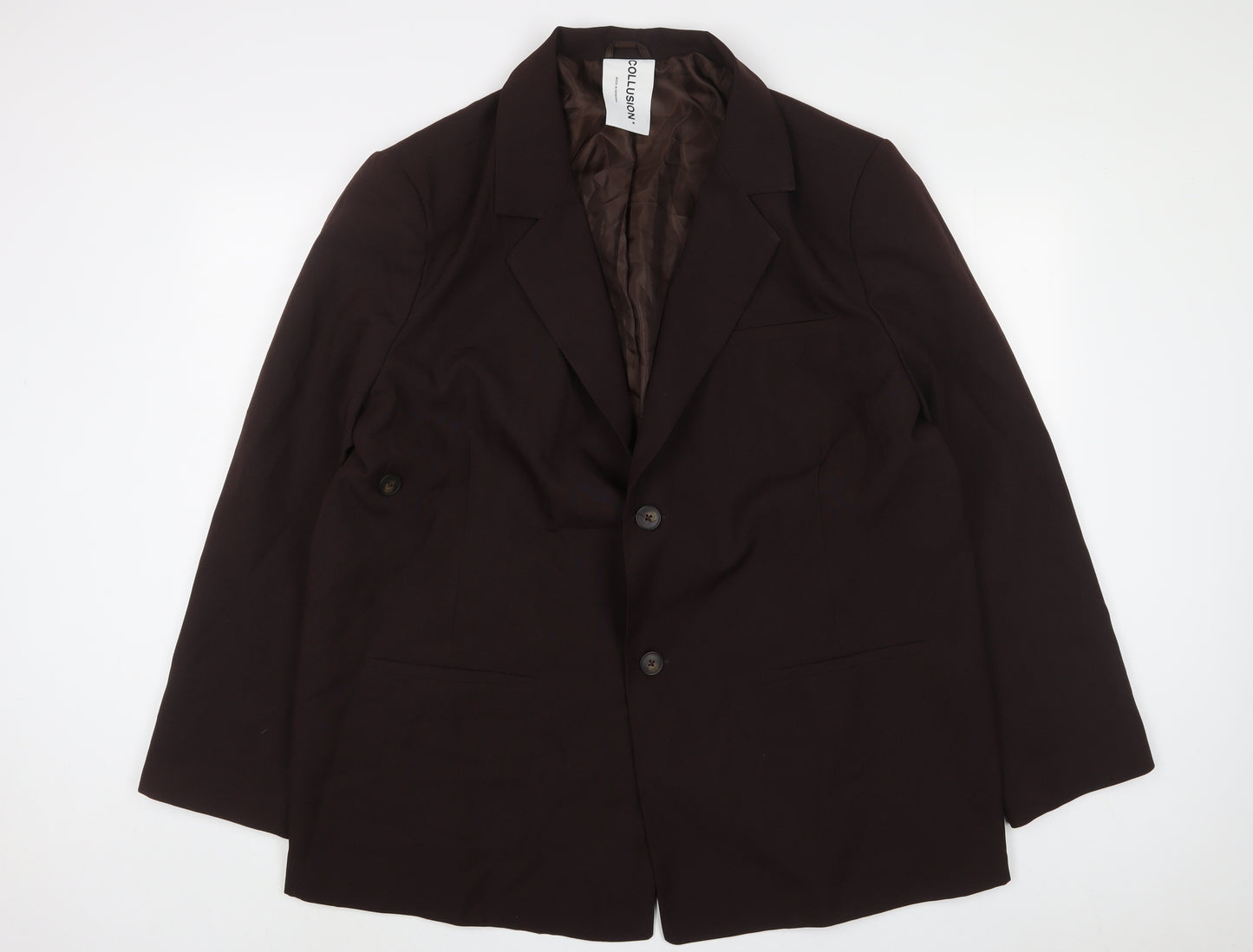 COLLUSION Womens Brown Jacket Blazer Size 3XL Button