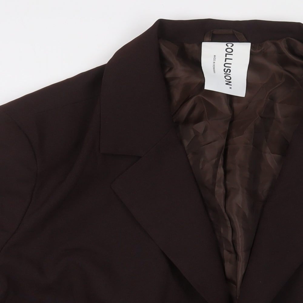 COLLUSION Womens Brown Jacket Blazer Size 3XL Button