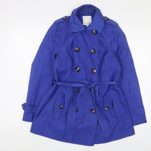 Debenhams Womens Purple Overcoat Coat Size 14 Button - Belted