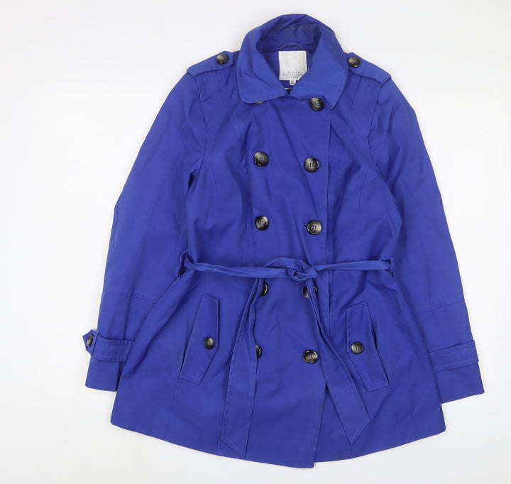 Debenhams Womens Purple Overcoat Coat Size 14 Button - Belted