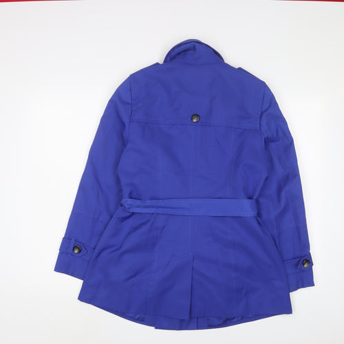 Debenhams Womens Purple Overcoat Coat Size 14 Button - Belted