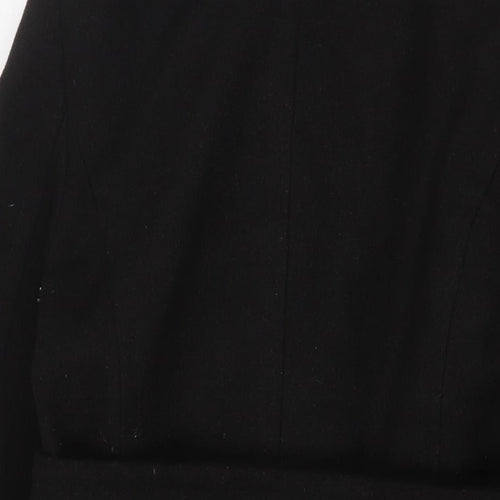 Marks and Spencer Womens Black Overcoat Coat Size 12 Button - Belted