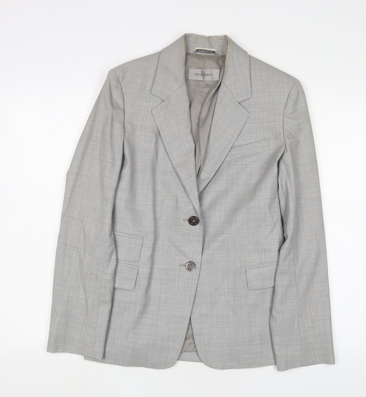 Sportmax Womens Grey Jacket Blazer Size 10 Button
