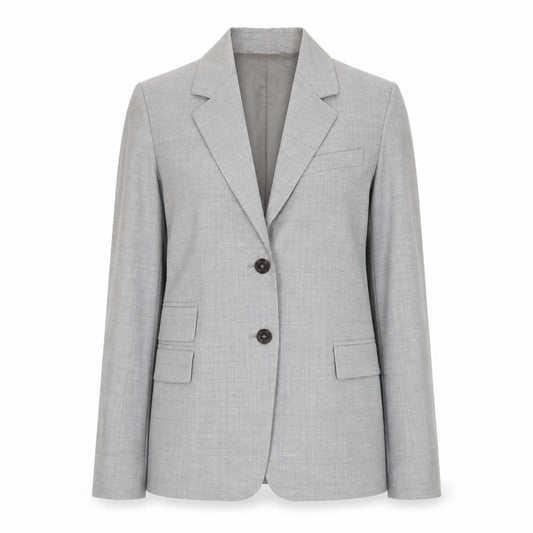 Front view of Sportmax women’s grey jacket blazer, size UK 10, button