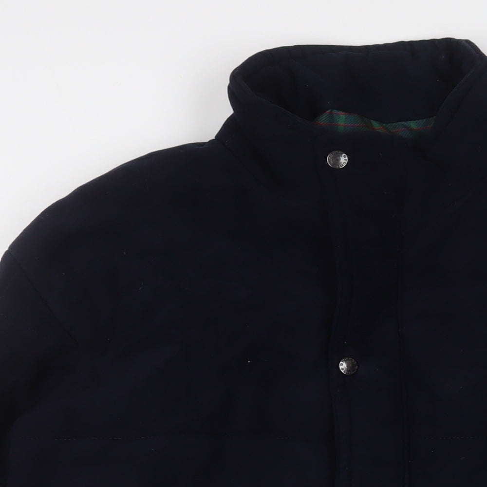 Bronte Mens Blue Quilted Coat Size M Zip - Embroidered