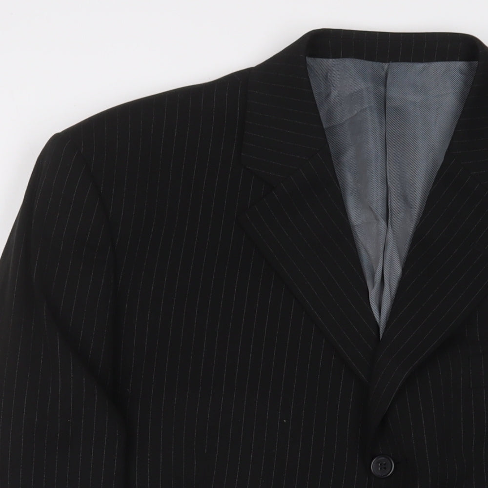 Taylor & Reece Mens Black Striped Polyester Jacket Suit Jacket Size 40 Regular