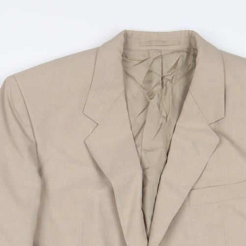 St Michael Mens Beige Polyester Jacket Suit Jacket Size 40 Regular