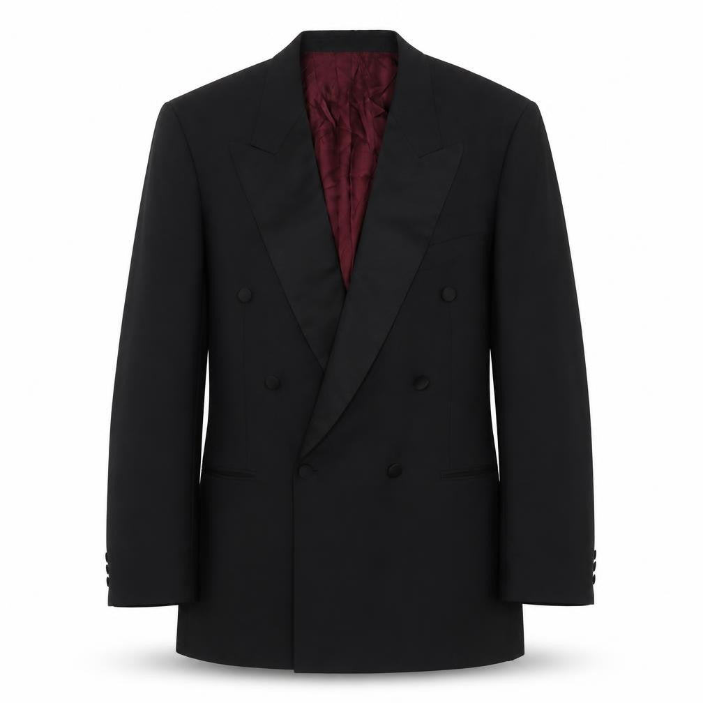 Front view of Marks & Spencer men’s black polyester jacket suit jacket, size 40, regular